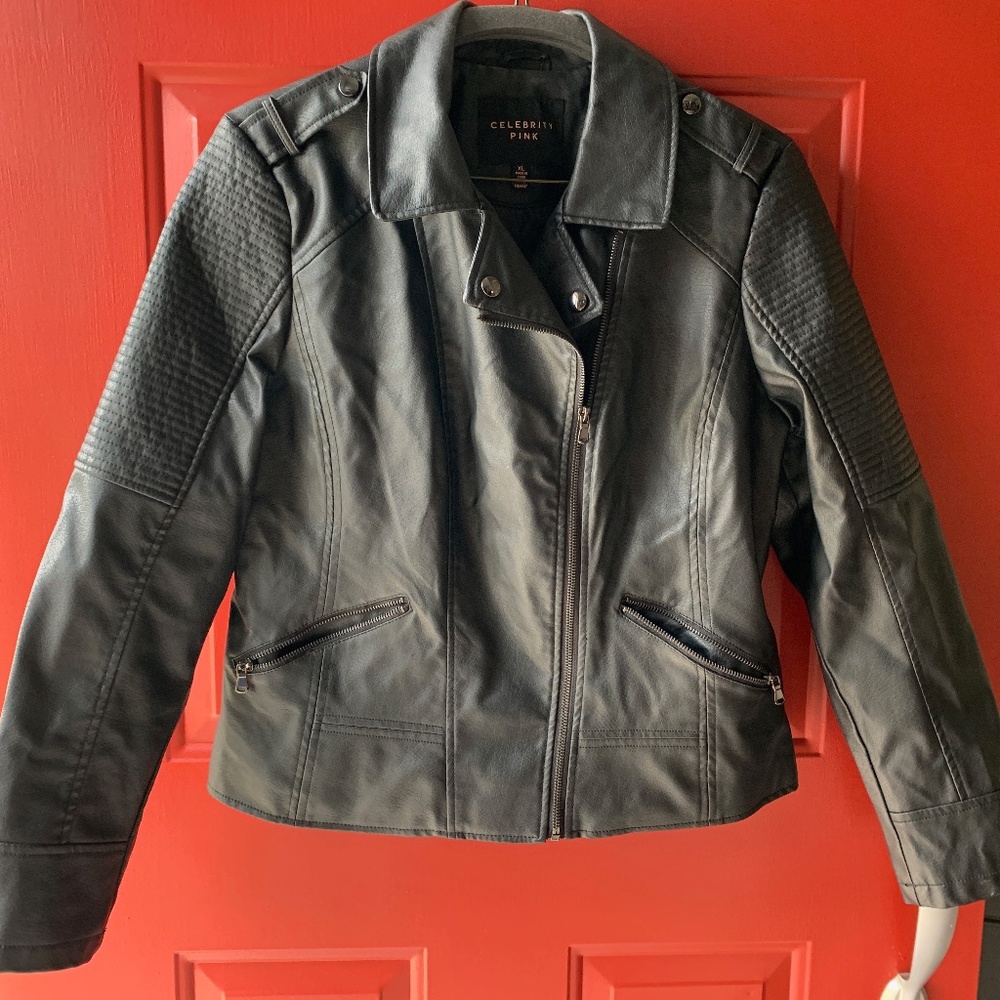Faux Leather Black Jacket - XL but fits like a M/L